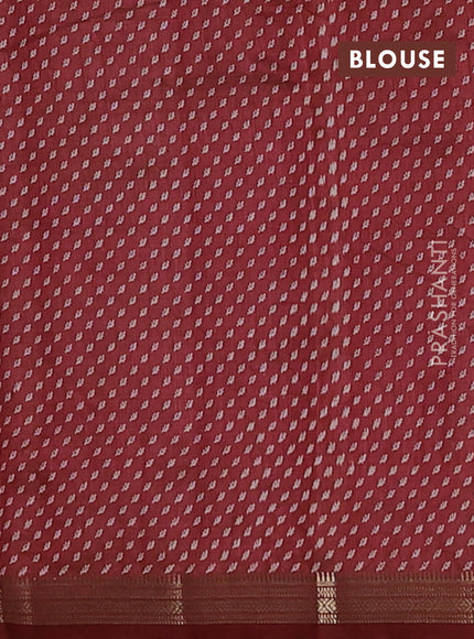 Semi raw silk saree maroon with allover butta prints and small zari woven border