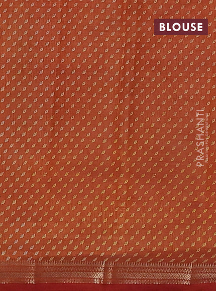 Semi raw silk saree rustic orange with allover butta prints and small zari woven border