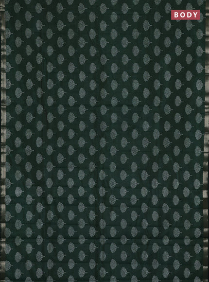 Semi raw silk saree bottle green with allover butta prints and small zari woven border