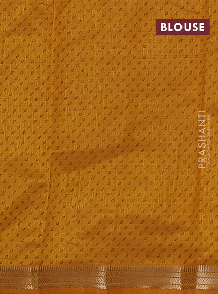 Semi raw silk saree dark mustard with allover butta prints and small zari woven border