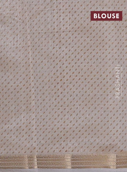 Semi raw silk saree cream with allover butta prints and small zari woven border