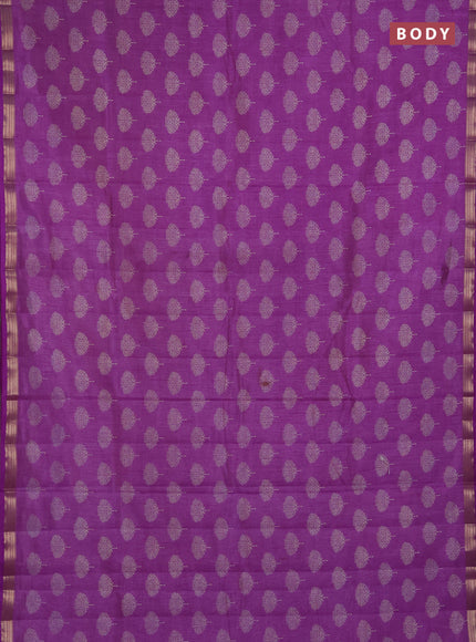 Semi raw silk saree lavender with allover butta prints and small zari woven border