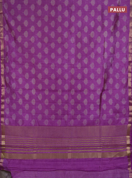 Semi raw silk saree lavender with allover butta prints and small zari woven border