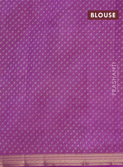 Semi raw silk saree lavender with allover butta prints and small zari woven border