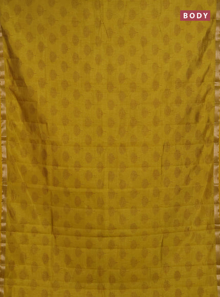 Semi raw silk saree mustard yellow with allover butta prints and small zari woven border