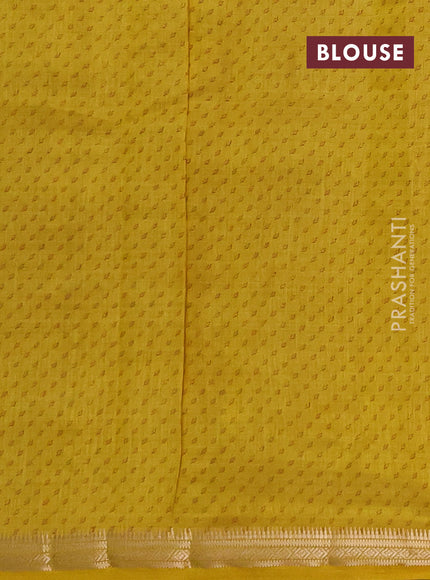 Semi raw silk saree mustard yellow with allover butta prints and small zari woven border