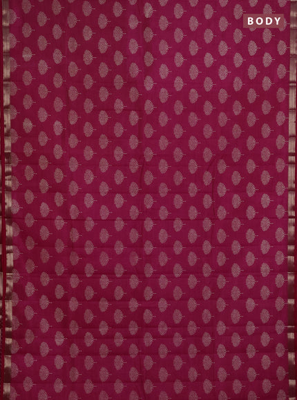 Semi raw silk saree pink with allover butta prints and small zari woven border