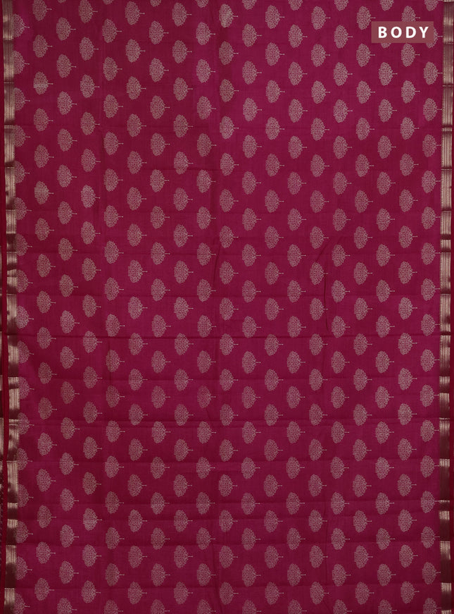 Semi raw silk saree pink with allover butta prints and small zari woven border