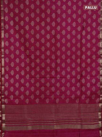 Semi raw silk saree pink with allover butta prints and small zari woven border