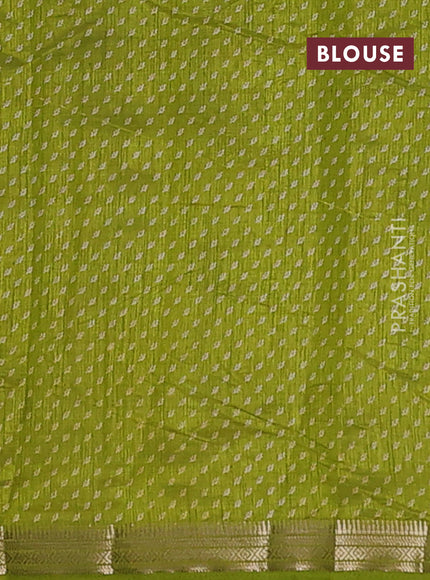 Semi raw silk saree light green with allover butta prints and small zari woven border