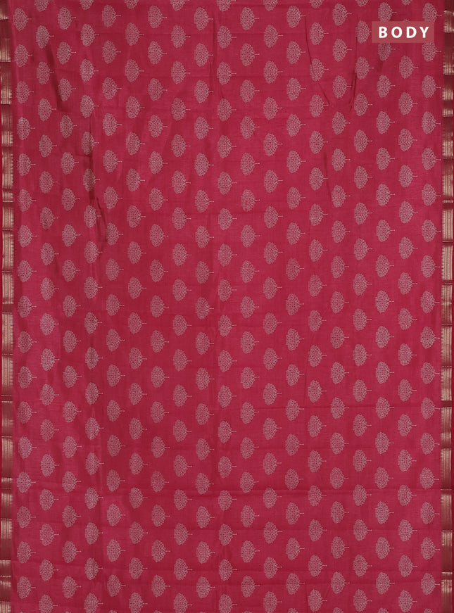 Semi raw silk saree pink shade with allover butta prints and small zari woven border