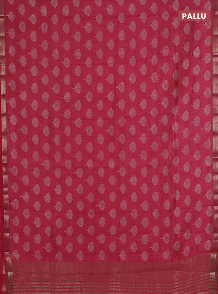 Semi raw silk saree pink shade with allover butta prints and small zari woven border