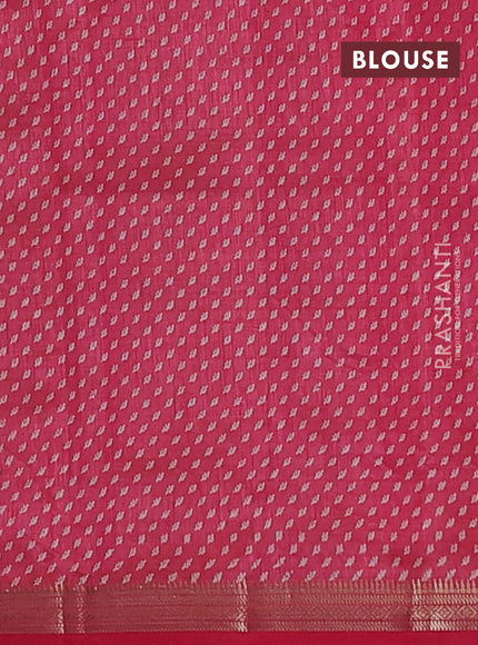 Semi raw silk saree pink shade with allover butta prints and small zari woven border