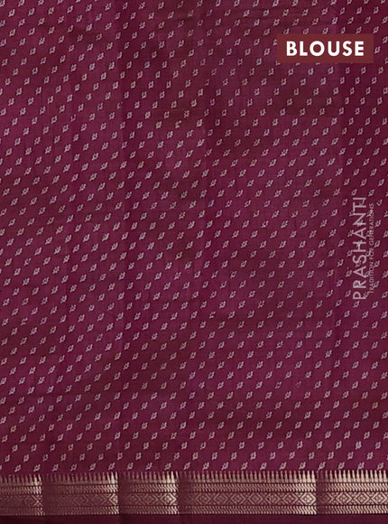 Semi raw silk saree wine shade with allover butta prints and small zari woven border