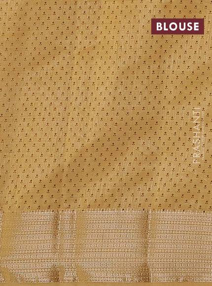Semi raw silk saree sandal with allover floral butta prints and zari woven border
