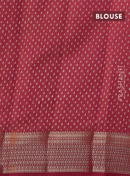 Semi raw silk saree maroon with allover floral butta prints and zari woven border