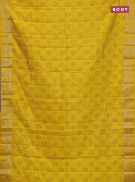 Semi raw silk saree mustard yellow with allover floral butta prints and zari woven border
