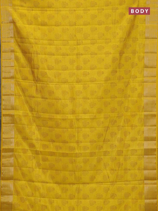 Semi raw silk saree mustard yellow with allover floral butta prints and zari woven border