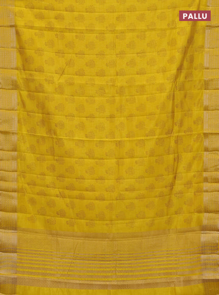 Semi raw silk saree mustard yellow with allover floral butta prints and zari woven border