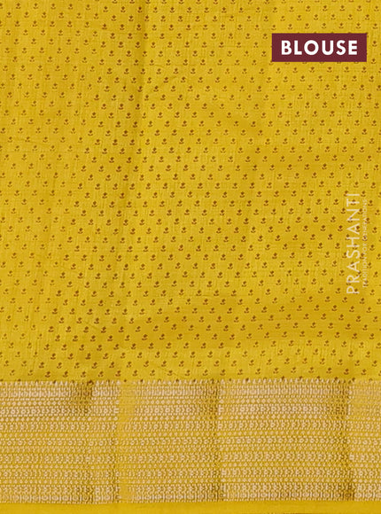 Semi raw silk saree mustard yellow with allover floral butta prints and zari woven border
