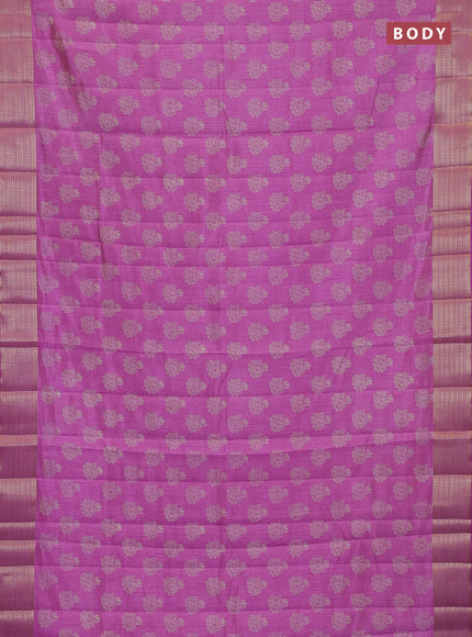 Semi raw silk saree lavender with allover floral butta prints and zari woven border
