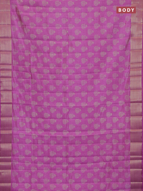 Semi raw silk saree lavender with allover floral butta prints and zari woven border