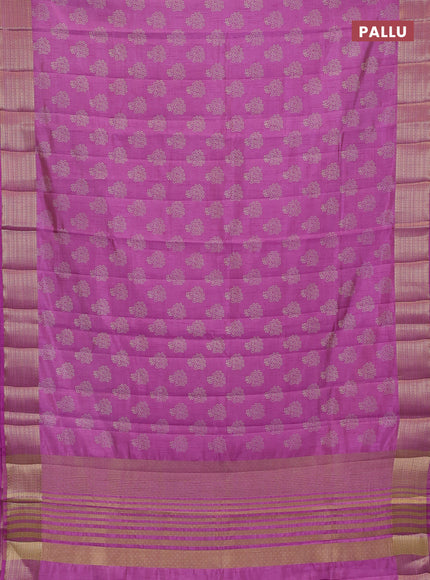 Semi raw silk saree lavender with allover floral butta prints and zari woven border