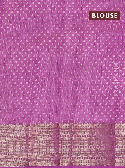 Semi raw silk saree lavender with allover floral butta prints and zari woven border