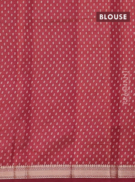 Semi raw silk saree maroon shade with allover box style butta prints and small zari woven border
