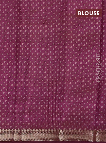 Semi raw silk saree wine shade with allover box style butta prints and small zari woven border