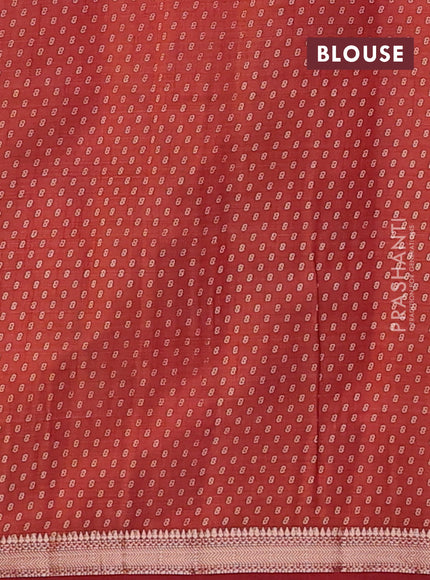 Semi raw silk saree rust with allover box style butta prints and small zari woven border