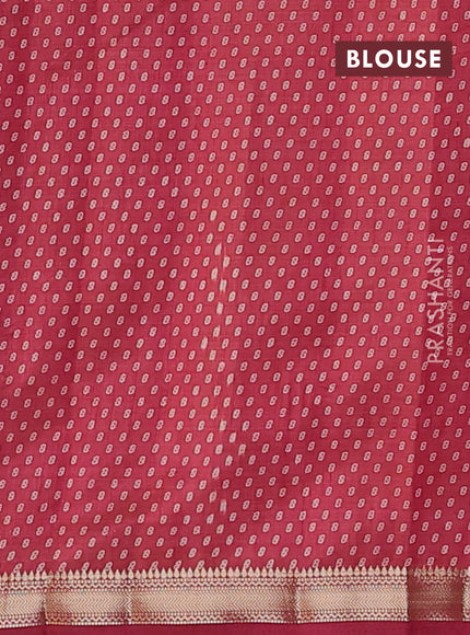 Semi raw silk saree maroon with allover box style butta prints and small zari woven border