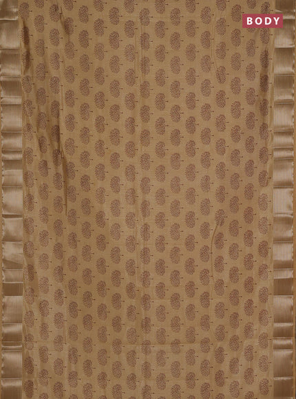 Semi raw silk saree sandal with allover butta prints and zari woven border
