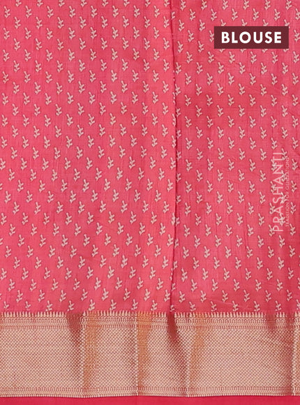 Semi raw silk saree pink shade with allover butta prints and zari woven border