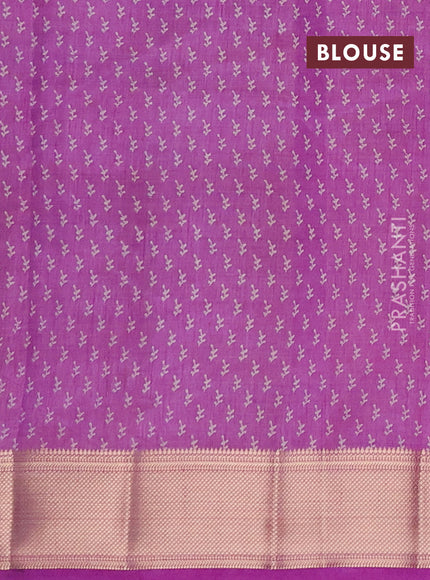 Semi raw silk saree lavender with allover butta prints and zari woven border