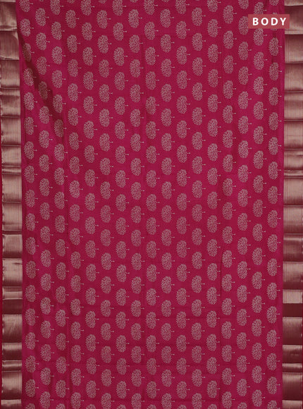Semi raw silk saree pink with allover butta prints and zari woven border
