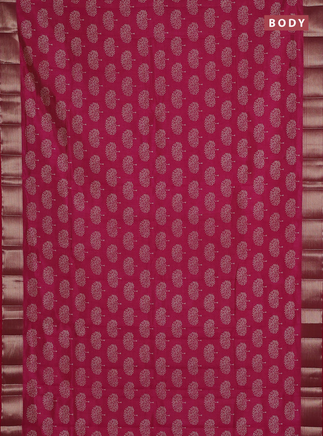Semi raw silk saree pink with allover butta prints and zari woven border