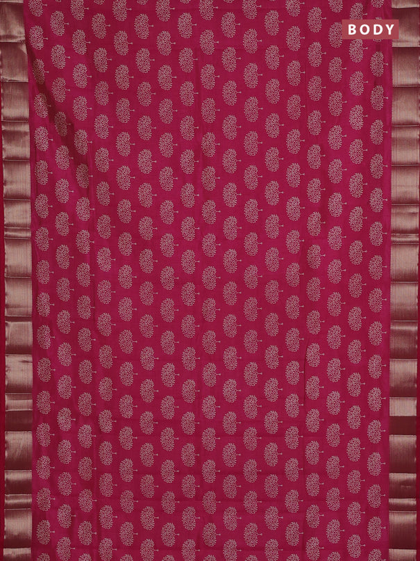 Semi raw silk saree pink with allover butta prints and zari woven border