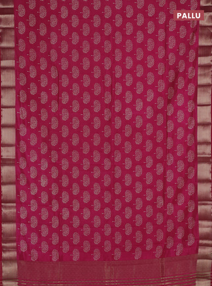 Semi raw silk saree pink with allover butta prints and zari woven border