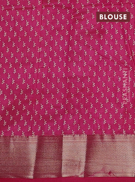 Semi raw silk saree pink with allover butta prints and zari woven border