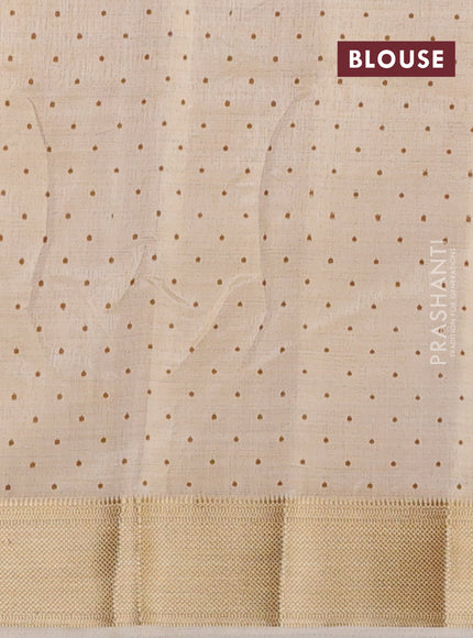 Semi raw silk saree cream with allover geometric prints and zari woven border