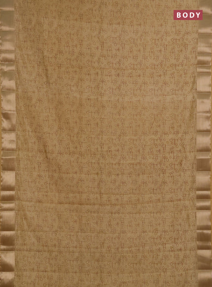 Semi raw silk saree sandal with allover geometric prints and zari woven border