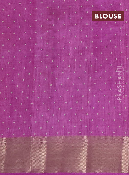 Semi raw silk saree lavender with allover geometric prints and zari woven border