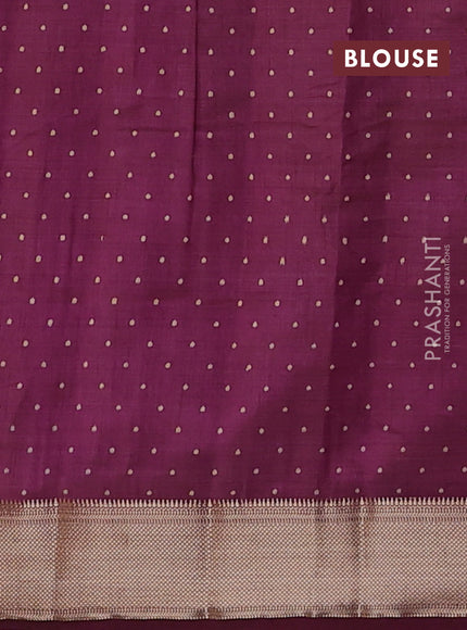 Semi raw silk saree wine shade with allover geometric prints and zari woven border