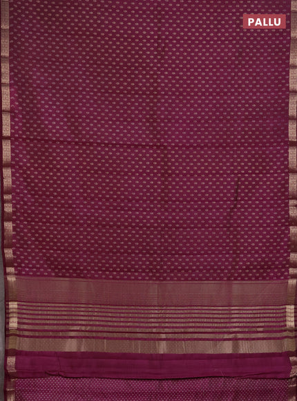 Semi raw silk saree wine shade with allover butta prints and zari woven border