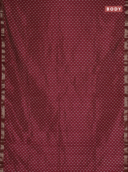 Semi raw silk saree maroon with allover butta prints and zari woven border