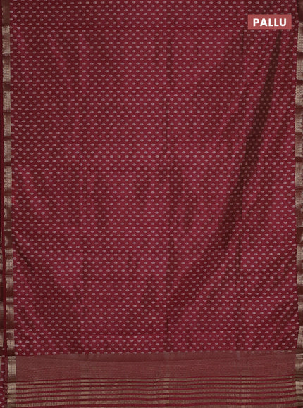 Semi raw silk saree maroon with allover butta prints and zari woven border