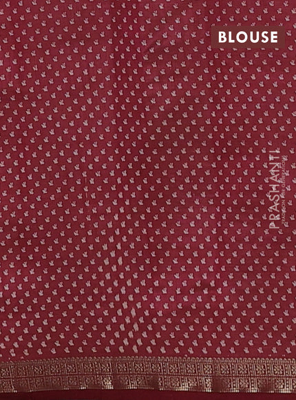 Semi raw silk saree maroon with allover butta prints and zari woven border