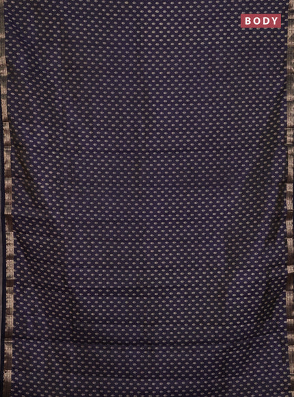 Semi raw silk saree navy blue with allover butta prints and zari woven border