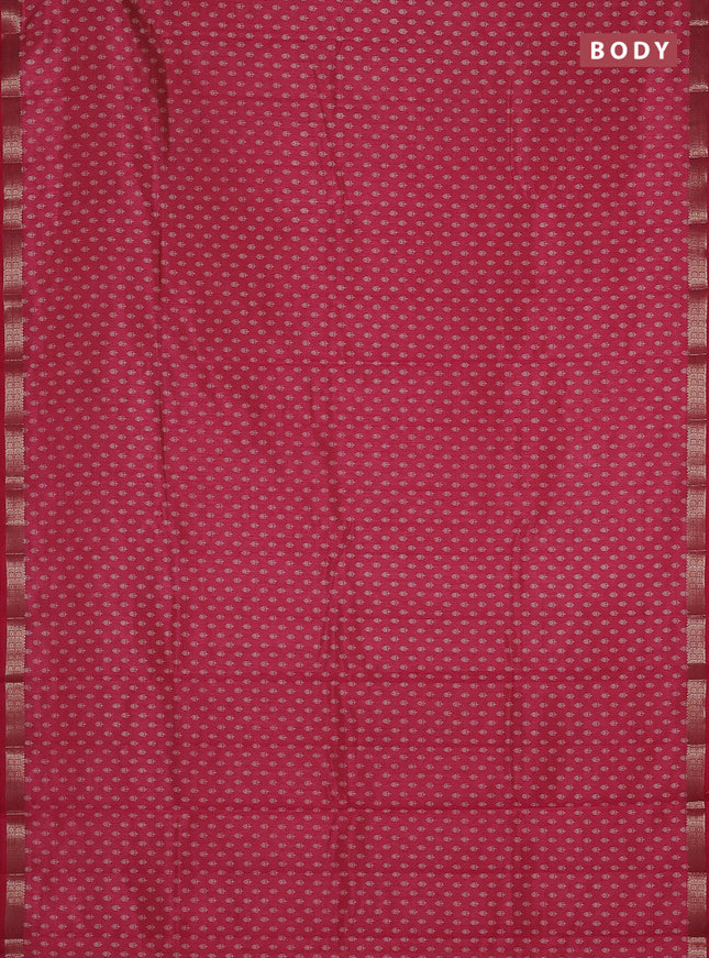 Semi raw silk saree pink shade with allover butta prints and zari woven border